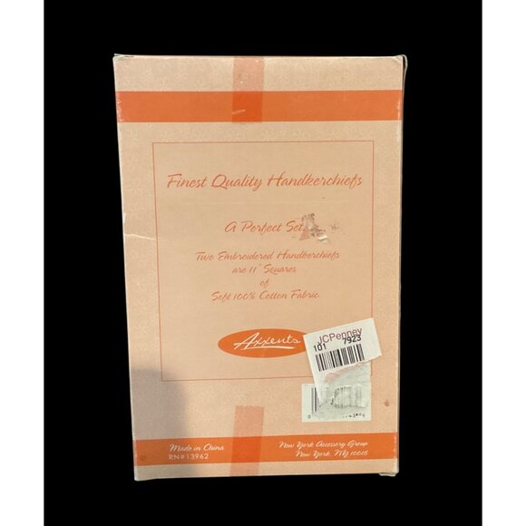 AXXENTS Embroidered Floral White 100% Cotton Handkerchiefs Gift Set 11" x 11" - Picture 2 of 3